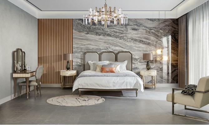 Спальный гарнитур дизайна, мебель для спальни, современная мебель, 5-частный комплект. Ночной столик из массива дерева