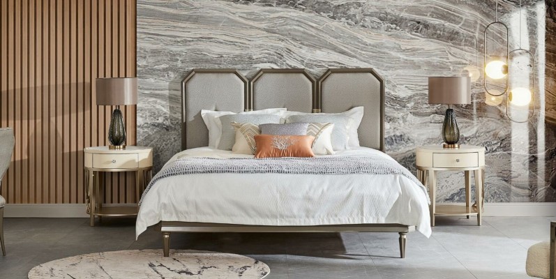 Спальный гарнитур дизайна, мебель для спальни, современная мебель, 5-частный комплект. Ночной столик из массива дерева