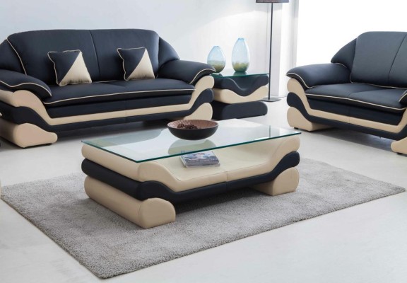 Классический роскошный дизайнерский журнальный столик для гостиной из кожи.