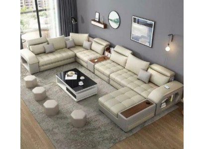 Ecksofa U-form Sitz Möbel Wohnlandschaft Luxus Polster Modern Relax Sofa Couch