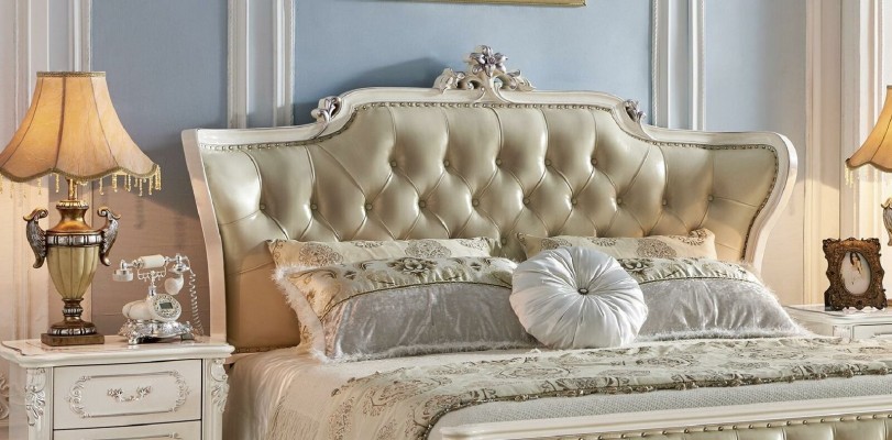 Наборы спальни Chesterfield 6 предметов. Королевская барокко мебель. Кровать из массивной древесины.