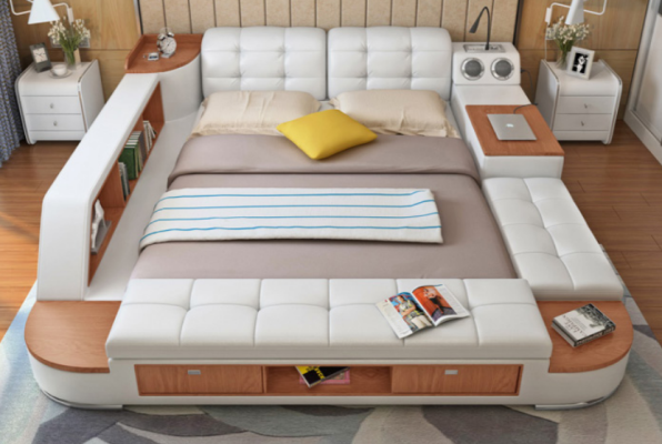 Multifunktion Bett Betten Ehebett Deko Doppelbett Polsterbett Schlafzimmer