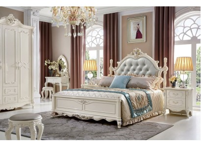 Chesterfield Köngliche Möbel Schlafzimmer Set 7tlg. Barock Bett Massivholz