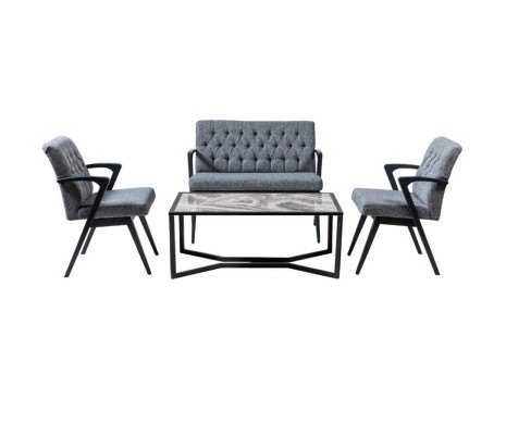 Sofa Garnitur Loft Möbel Kanzlei Wartezimmer Sitz Gruppe Tisch Stühle Set 4tlg.