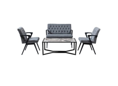 Sofa Garnitur Loft Möbel Kanzlei Wartezimmer Sitz Gruppe Tisch Stühle Set 4tlg.