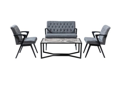 Sofa Garnitur Loft Möbel Kanzlei Wartezimmer Sitz Gruppe Tisch Stühle Set 4tlg.