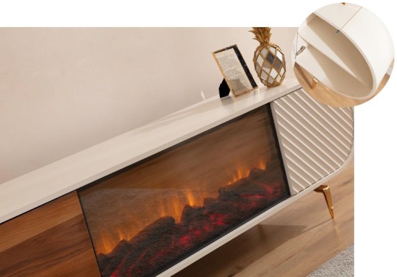 Камин Сайдборд Подделка огня Шкаф Полка Сайдборд Лоуборд телевизора ТВ Дерево Новый