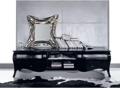 ТВ-тумба стеллаж стойка для ТВ низкий шкаф полки гостиная дерево черный комод столы