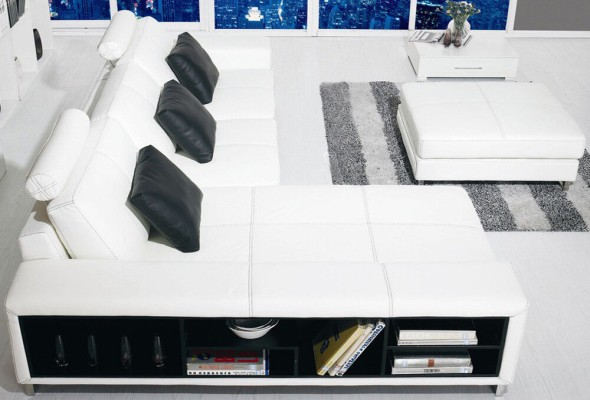 Угловой диван Диван Диван Обивка Кожаный диван с полкой Сиденье Диванная группа Угол GenovaS