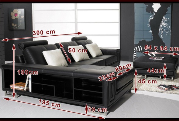 Угловой диван Диван Диван Обивка Кожаный диван с полкой Сиденье Диванная группа Угол GenovaS