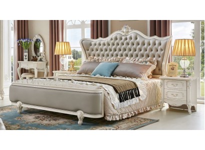 Luxus Chesterfield Barock Bett Nachttisch 3tlg. Schlafzimmer Sets Massivholz