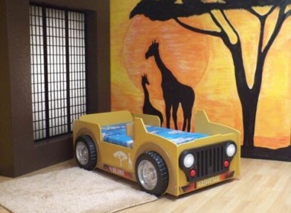 ДЕТСКАЯ КРОВАТКА ДЖИП АФРИКА КОМНАТА МЛАДШЕГО АВТОМОБИЛЬНАЯ КРОВАТЬ КРОВАТИ САФАРИ