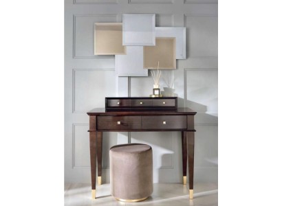 Туалетный столик-туалетный стул-консольный столик из дерева в классическом стиле коричневого цвета, 2 шт. для спальни.