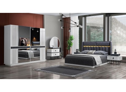 Набор мебели для спальни: кровать, 2 прикроватные тумбы. 5 элементов. Современный дизайн. Роскошный комплект.