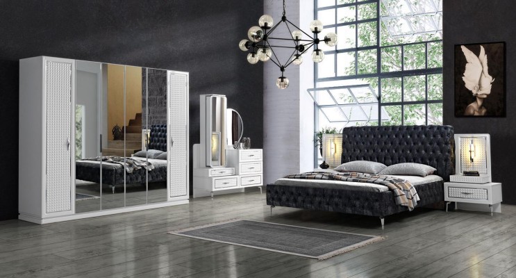 Schlafzimmer Bett Chesterfield Polster Design Luxus Doppel Betten Schwarz Спальня Кровать Честерфилд Обивка Дизайн Роскошь Двуспальные кровати Черный