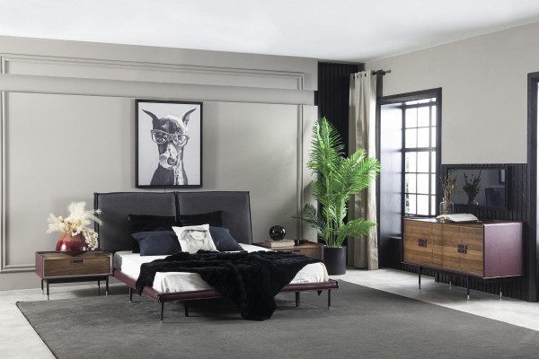 Комплект спальни: шкаф, ночные тумбочки, кровать, шкаф (4 предмета)