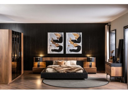 Набор спальни в роскошном отеле: комод, шкаф, ночной столик, кровать (6 предметов).