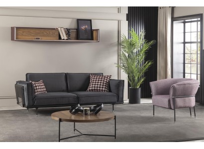 Sofa 3+1 Sitz in Grau Moderne Couch Möbel Sofagarnitur Italienische Einrichtung