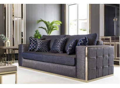 Sofa 3 Sitzer Blau Wohnzimmer Design Stil Möbel Moderne Sofas Elegantes Neu