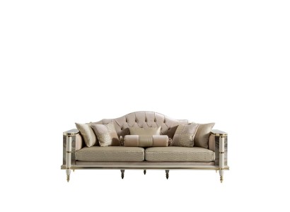 Sofa 3 Sitzer Beige Möbel Wohnzimmer Chesterfield Luxus Design Neu