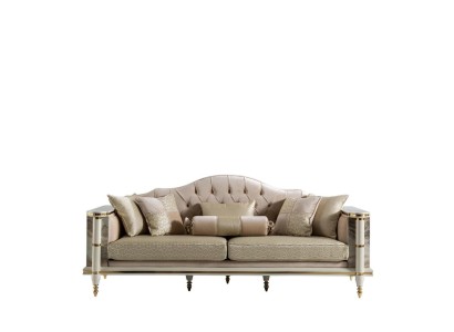 Sofa 3 Sitzer Beige Möbel Wohnzimmer Chesterfield Luxus Design Neu
