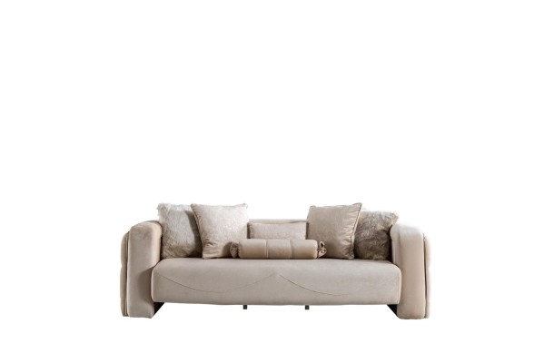 Sofa 3 Sitz Beige Möbel Wohnzimmer Chesterfield Polster Stoff Luxus Neu