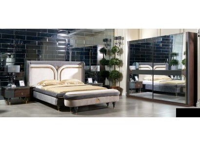 Комплект спальни Кровать Тумбочка Шкаф Банкетка, лукс дизайн 5 предметов