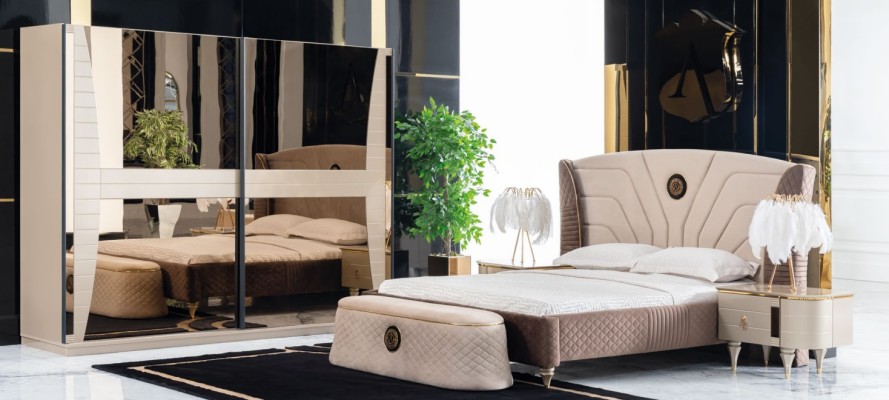 Роскошный набор спальни кровать тумбочка комод табурет группа гарнитур новый 5 предметов.