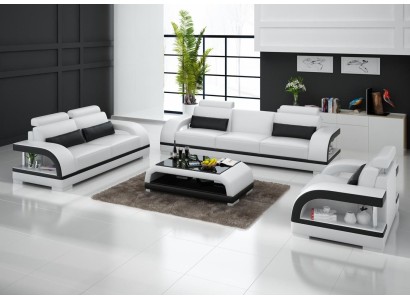 Ledersofa Couch Sofagarnituren 3+1+1 Sitzer Garnitur Design Modern Sofa