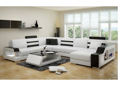 Ecksofa Sofa Couch Polster Eckgarnitur Wohnlandschaft Leder Desing Eck U Form