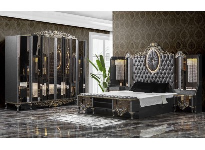 Комплект спальни Двуспальная кровать Люкс Классическая Черный Набор 4шт