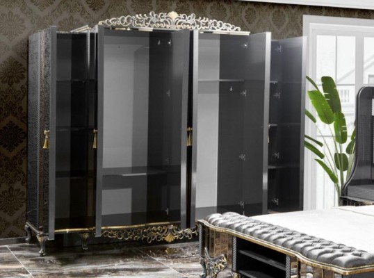 Комплект спальни Двуспальная кровать Люкс Классическая Черный Набор 4шт