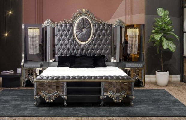 Комплект спальни Двуспальная кровать Люкс Классическая Черный Набор 4шт