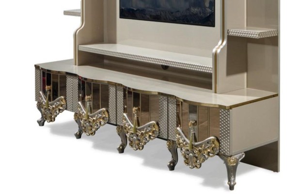 Роскошная стенка для гостиной, телевизионная стойка, низкий шкаф для гостиной, бежевые деревянные мебельные тумбы.