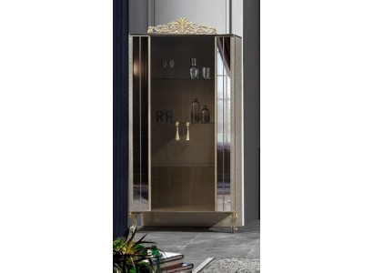 Витрина Шкаф Шкафы из дерева Роскошь Классические Зеркала Столовая Бежевый