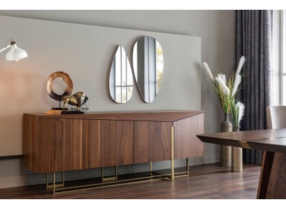 Sideboard Коммод Зеркало Дерево Коричневый Столовая Шкафы Набор