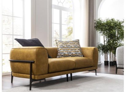 Modern Zweisitzer Sofa 2 Sitzer Sofas Modern Gelb Kunstleder Couch Design