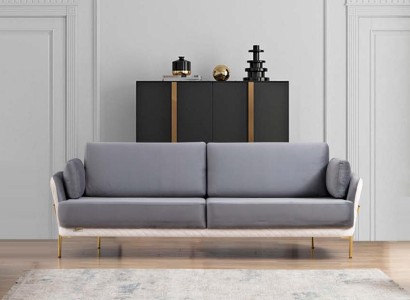 Sofa Luxus Möbel Wohnzimmer Textil Samt Stoff Dreisitzer Design Modern