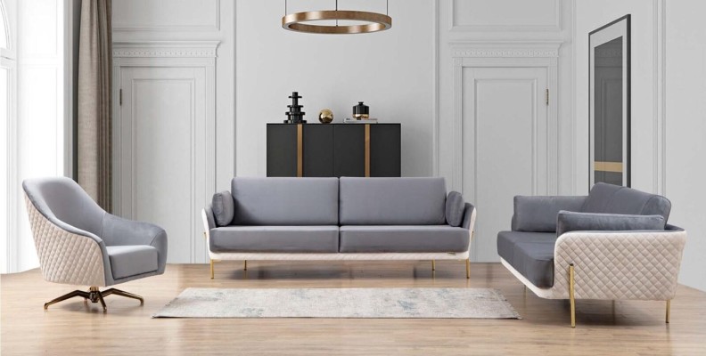 Sofa Luxus Möbel Wohnzimmer Textil Samt Stoff Dreisitzer Design Modern