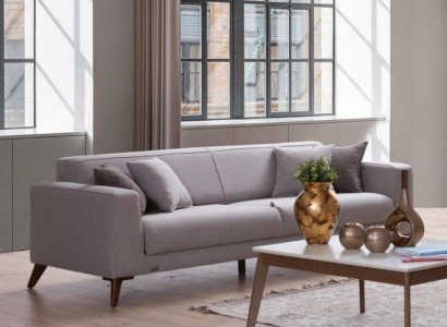 Sofa Design Dreisitzer Couch Polster 3er Sofas Zimmer Möbel Grau Couchen Stoff