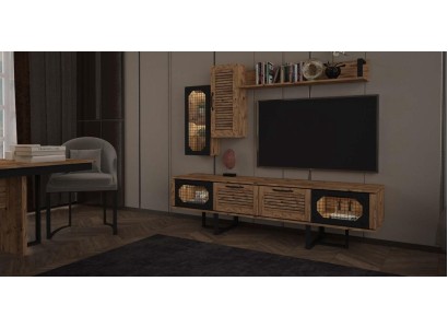 Высококачественный, стильный, низкий телевизионный шкаф в стиле loft из дерева.