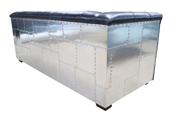 Sofa Chesterfield 3-Sitzer Vintage Flieger Flugzeug Echtleder Aluminium Sofas