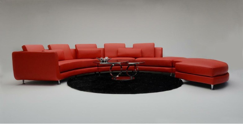 Rote Rund Couch Ecksofa Wohnlandschaft Rundsofa Polster Garnitur Sofas