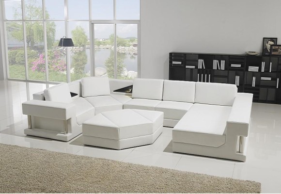 Кожаный угловой диван комплект обивки в форме буквы U дизайн дивана