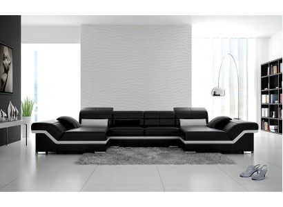 Ecksofa Sofa Couch Polster Wohnlandschaft Leder Ecke Garnitur U Form