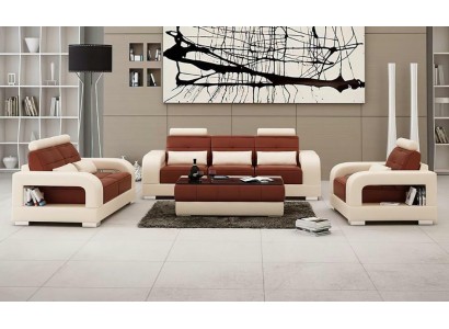 Moderne Ledersofa Couch Sofagarnitur 3+2+1 Garnituren Design Sofa xlmoebel