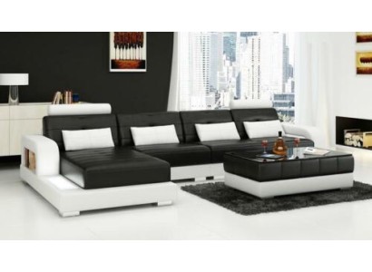 Ecksofa Sofa Couch Ledersofa Sitz Eck Garnitur Polster Wohnlandschaft