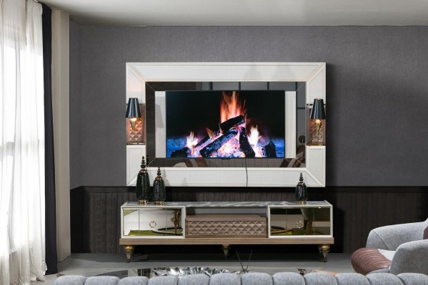 Гарнитур для гостиной, стойка для телевизора, тумба под ТВ, стол, деревянный, роскошный, XXL, шкаф.