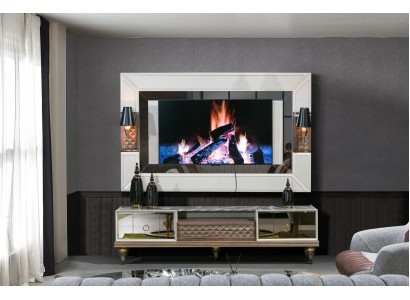 Гарнитур для гостиной, стойка для телевизора, тумба под ТВ, стол, деревянный, роскошный, XXL, шкаф.