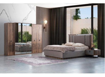 Серо-коричневый набор для спальни в современном стиле для жилых помещений.